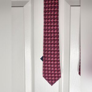 NWT Cole Haan Pink Red Blue Geometric Print Mixed Yarn  58"×3" Neck Tie